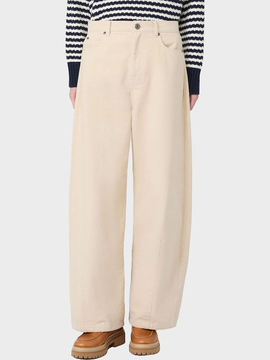 Women's Leather Trousers Ivory