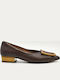 Braune Pumps aus Leder mit spitzer Zehenpartie