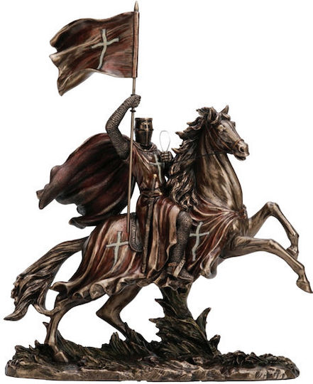 Reiterstatue eines Ritters mit Flagge, Bronzeelektrolyse, Veronese, 37,5 cm x 30,5 cm