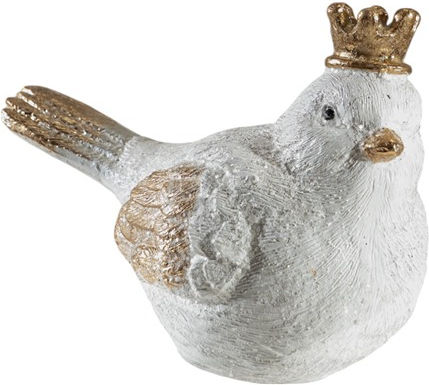 Polyester Bird White Gold 11x6x8cm