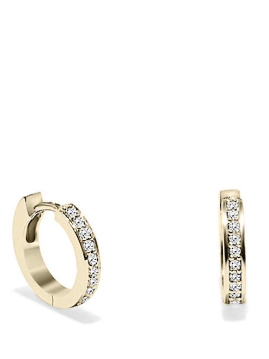 18K Gold Hoop Earrings Diamonds 0.13ct Vs1 H Sk3536