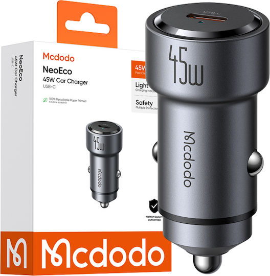 Mcdodo Φορτιστής Αυτοκινήτου 45W με μία Θύρα: 1xType-C Μαύρο Χρώμα