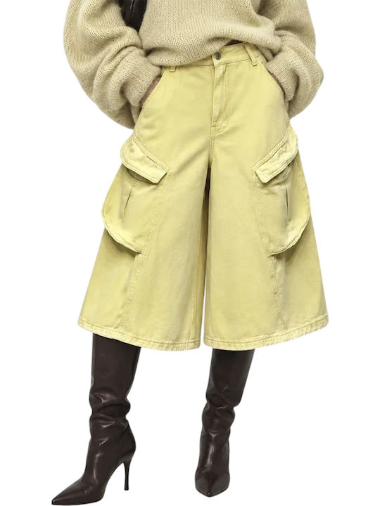Bermude Cargo din Denim pentru Femei Yellow