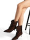 Braune Damen-Stiefeletten aus Wildleder