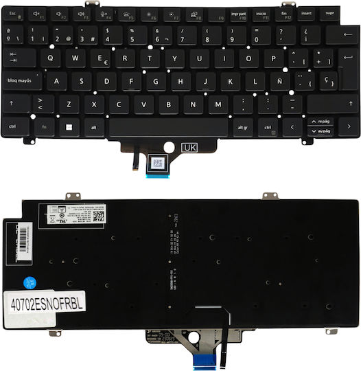 Tastatură în Spaniolă pentru Laptop Dell Latitude 7420 7430 7520 7530 0nt58m Nt58m Mv4x8 0d41ww 0tm1d7 Tm1d7 Mf1dr 0mf1dr Njgwk Es Fără Ramă cu Iluminare din Spate Neagră Κωδ.40702esnofrbl