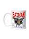 Pisică Scottish Fold Într-un Costum de Batman Cu Pelerină, Erou Nocturn, Desen Animat, Copii, Iubitori de Animale Cană Ceramică Albă 330ml (Personalizată)