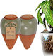 Set 2 Relaxdays Plant Watering Spikes Clay 350 Ml Slow-release Watering System Green Brown