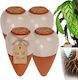 Set 4 Relaxdays Plant Watering Spikes Clay 350 Ml Slow-release Irrigation System Beige Brown