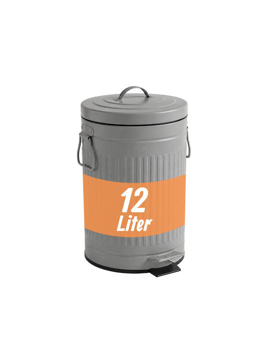 Relaxdays Coș de Gunoi Metalic cu Pedală 12 l Gri