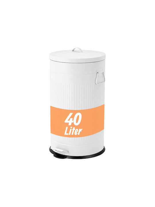 Relaxdays Coș de Gunoi Metalic cu Pedală 40 l Alb