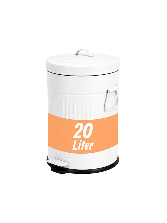 Relaxdays Coș de Gunoi Metalic cu Pedală 20 l Alb