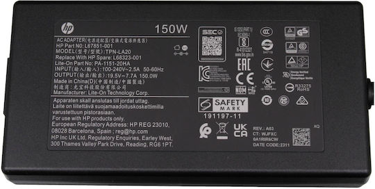 HP Slim AC Adapter Laptop Charger 150W 19.5V with Detachable Power Cord