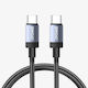 BWOO Bo-x401cc Cablu împletit USB-C tată - USB-C 65W PD Negru 1 m