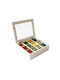 Relaxdays Cutie pentru Ceai cu Capac din Lemn Albă 23x8x28cm