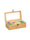 Relaxdays Cutie pentru Ceai cu Capac din Lemn Bej 17x10x29.5cm