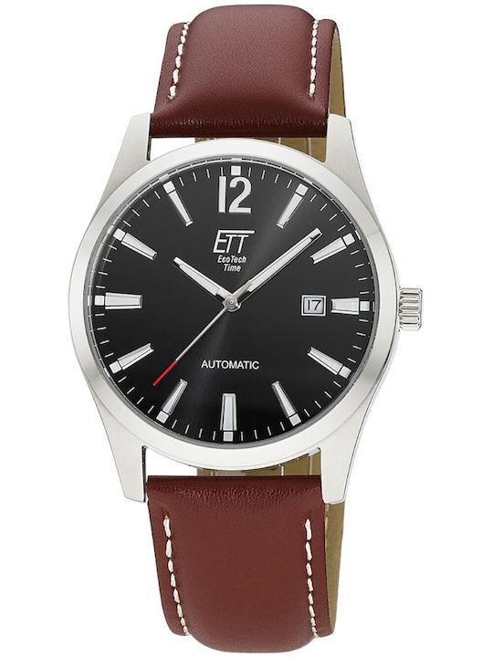ETT Men's Watch 41mm Automatic with Brown Leather Strap ETT Men's Watch 41mm Automatic with Brown Leather Strap