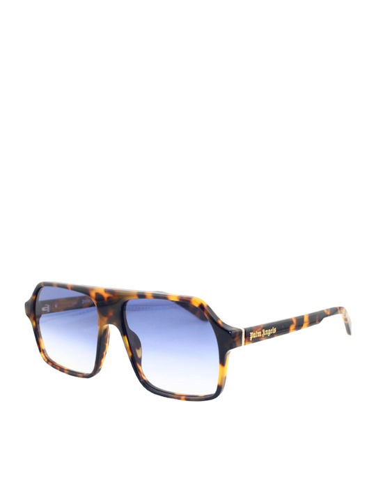 Men's Sunglasses with Brown Tartaruga Horn-Rimmed Frame and Blue Gradient Lens