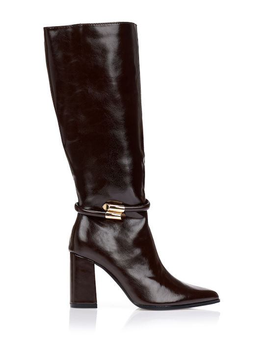 Tsoukalas Damenstiefel mit Hohem Absatz Braun