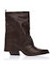 Women's Cowboy Ankle Boots with Medium Heel Brown