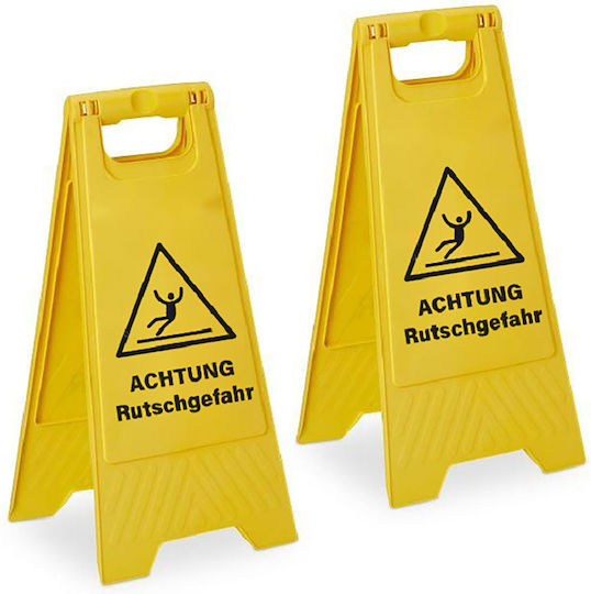Wet Floor Warning Signs Relaxdays Set 2 Yellow Black Foldable