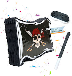 Relaxdays Pirate Flag Piñata Mask Red White Black Bat