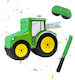 Relaxdays Tractor Piñata Set Yellow Green Black Mask Stick