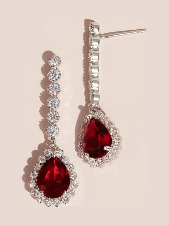 Red Stone Teardrop Earrings