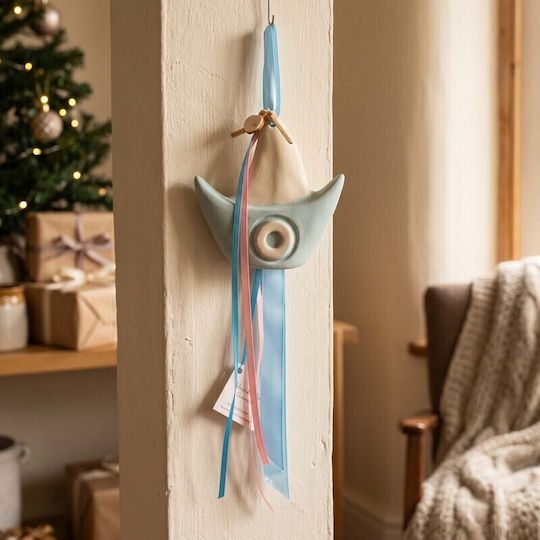 Grekas Handmade Hanging Ceramic Boat Lucky Charm 18cm