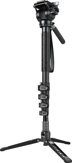 SmallRig 6625 Carbonfaser-Einbeinstativ mit 5 Segmenten und Videokopf