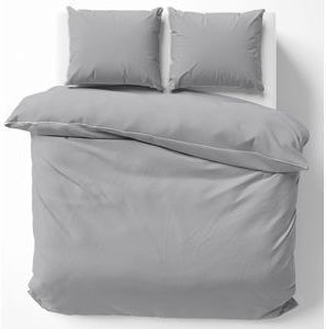 Detexpol Bettwäsche-Set aus Baumwolle 220x200 cm für Doppelbett mit 2 Kissenbezügen Light Grey