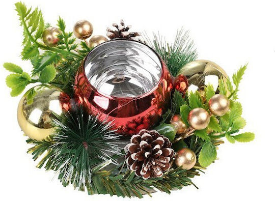 Suport de Lumânare de Crăciun Roșu Ball Model Tree 12x12 cm