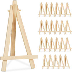 Set de 24 șevalete mini Relaxdays din lemn natural de pin 15,5 × 8 × 2 cm