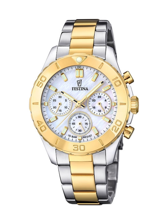 Festina Γυναικείο Ρολόι 39mm Χρονογράφος Μπαταρ...