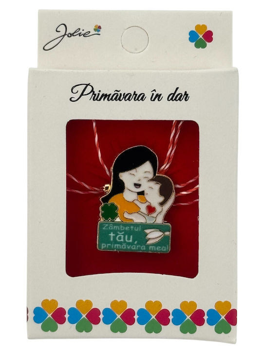 Small Brooch Martisor In Box Jolie Message Design Size 2.5-3 Cm Metal Material Mother Son Model