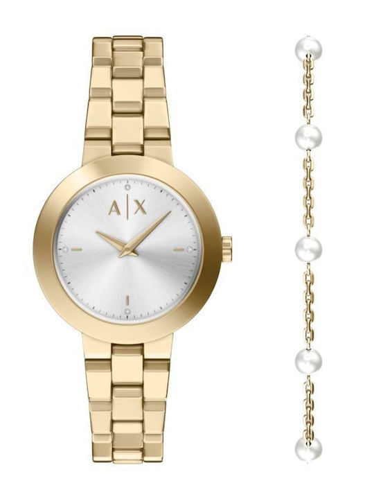 Armani Exchange Дамски Часовник 36 мм на Батерия със Златиста Метална Верижка
