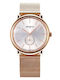 Women's Battery-Powered Watch with Pink Gold Metal Bracelet