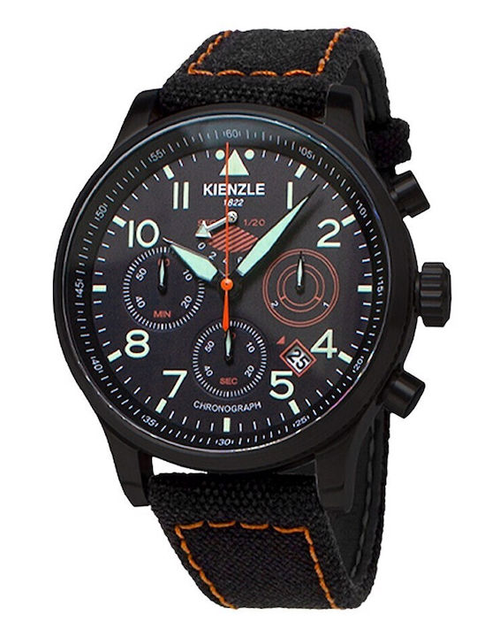 Women's Chronograph Battery-Powered Watch with Black Fabric Strap