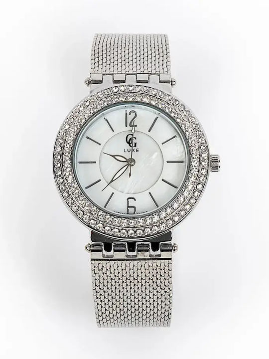 GG Luxe Ceas de Damă 38 mm cu Baterie și Brățară Metalică Argintie