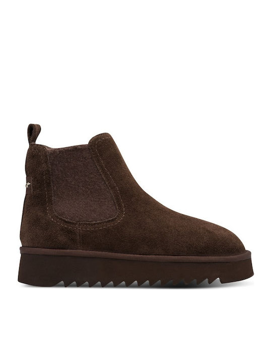 Tamaris Braune Damen Lederstiefeletten