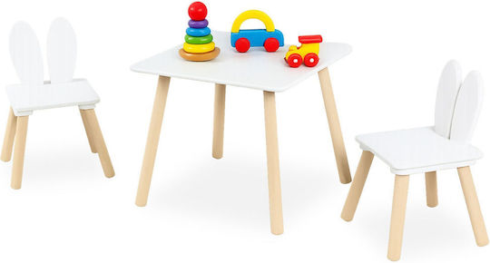 Set de Masă pentru Copii cu Scaune Albe Relaxdays