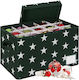 Relaxdays Christmas Bauble Storage Box 10052312_53 30 Baubles Adjustable Dividers Handle Lid Polyester Cardboard Plastic Dark Green White Stars 26.5 X 42.5 X 26 Cm