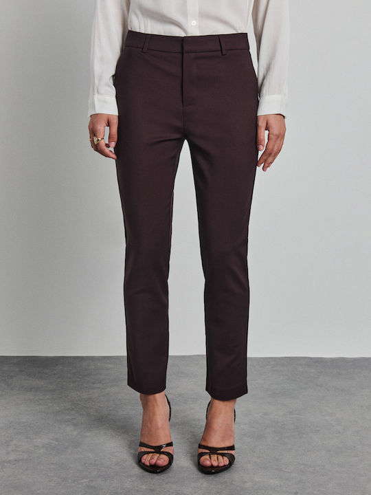 Pura Women's Fabric Trousers in Slim Fit Espresso