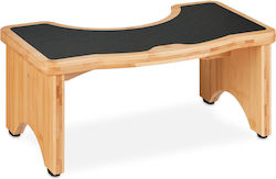 Relaxdays Taburet WC din Bambus, Natural, Negru, 18,5 x 44,5 x 26 cm
