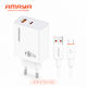 Amaya Зарядно устройство с USB-A порт и USB-C порт и USB-C кабел 67 W Power Delivery бял (ACW-E72D-C63)