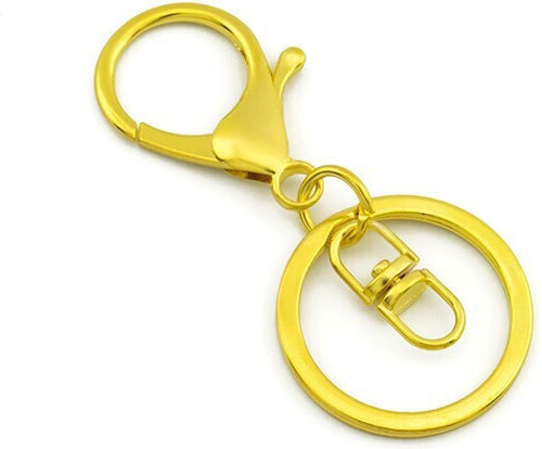 Eiserner Schlüsselanhänger-Ring 34 mm + 30 mm, Vergoldet, Vergoldet, 20 Stk