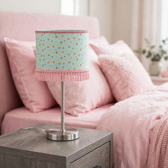 E27 Table Lamp with Turquoise Shade and Silver Base