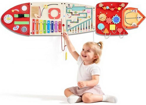 Sensory Wooden Wall Busy Board Rocket