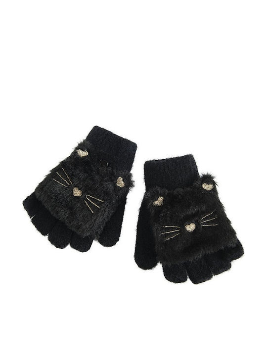 Kinderhandschuhe, gestrickt, schwarz