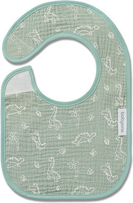 Babyono Muslin Waterproof Bib Made of 100% Cotton with Hook and Loop Fastener Mint for 0 m+