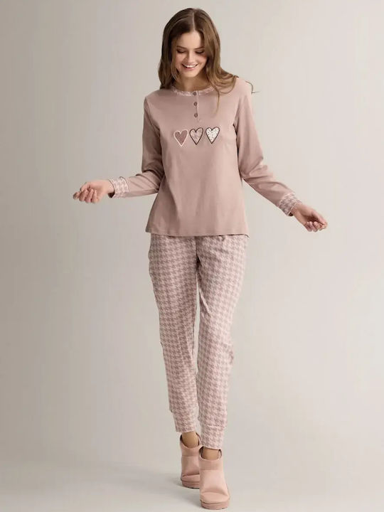 Infiore Winter Women's Beige Pyjama Set
